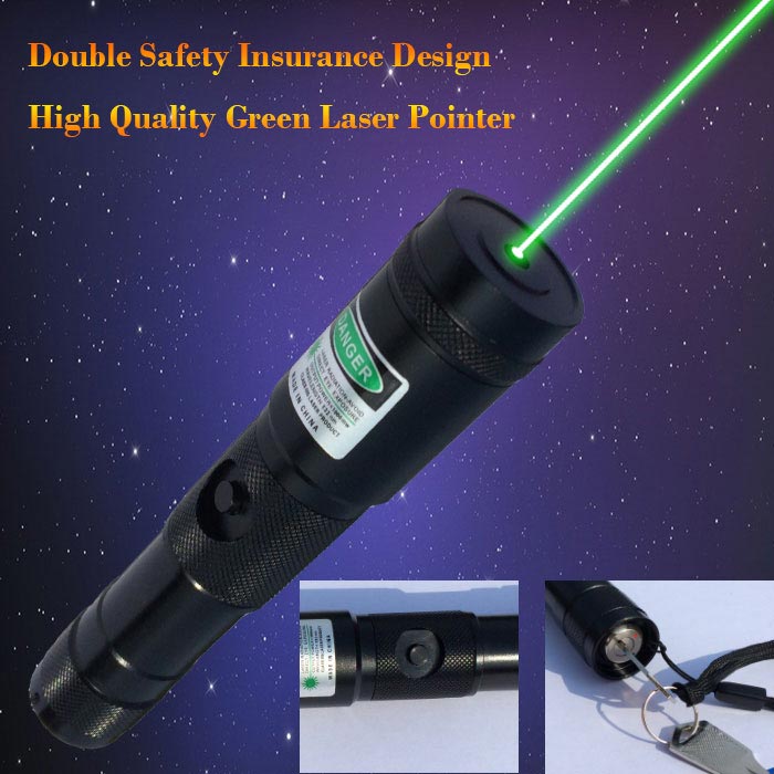 Double safety design 200mw green laser pointer with bright laser beam
